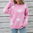 thumbnail image 4 of Wancir Women Heart Print Sweater Romantic Oversized Knitted Shirt Valentine's Day Love Graphic Long Sleeve Pullover Top, 4 of 9