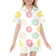 thumbnail image 1 of Pyjamas en Satin Imprimé Manches Courtes Ensemble de Hauts Boutonnés Pyjamas Décontractés pour Filles Garçons Mode, 1 of 7