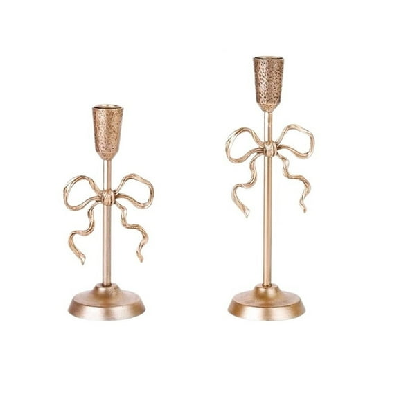 2 Pcs Light Luxury Golden Candlestick Ornaments Elegant Candle Holder For Wedding, Church, Halloween, Dining, Home Decor