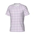 thumbnail image 3 of Yiaed Purple Checkboard Print Mens Short Sleeve Tight Fit T-Shirt, Crewneck Casual Tee-3X-Large, 3 of 5