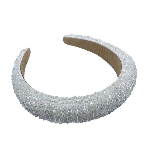 Minnieouse Diademas con cuentas de cristal brillantes, tocados de moda de diamantes de imitación flexibles para mujer, adorno de boda, colorido brillante Accesorio para el cabello Blanco Minnieouse AP010971-01B