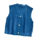 thumbnail image 1 of Chaleco Sin mangas Chaleco con botones Casual Suéter suelto superior de color sólido, Azul Monstrate AP001456-04, 1 of 7