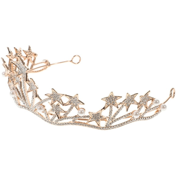 LEDMOMO 1Pc Golden Wedding Tiara with Star and Celebration