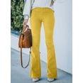 thumbnail image 1 of Pantalones acampanados ajustados de cintura alta de color sólido para mujer de primavera y verano, pantalones casuales de pana con cintura elástica, 1 of 6