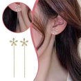 thumbnail image 1 of Pendientes con borlas de flores, modernos y elegantes, pendientes medianos y largos para orejas perforadas, 1 of 5