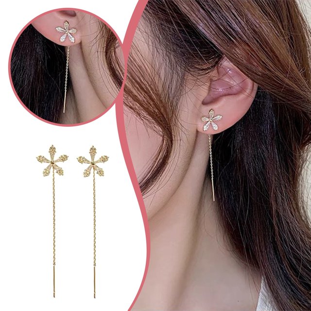 Pendientes con borlas de flores, modernos y elegantes, pendientes medianos y largos para orejas perforadas