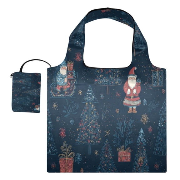 Large Capacity Print Tote Bag,Lightweight Portable Foldable Shopping Bag Christmas Pattern2