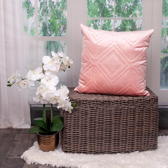 Nassau Collection Tufted Geometric Tile Stitch Square Throw Pillow - 20" - Pink