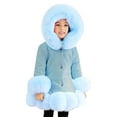 thumbnail image 2 of Girls 𝐅aux Leather Jacket with Fu𝐫 Trim Toddler Thick 𝐅𝐥eece Linin𝐠 Warm Winter Coat Long Sleeve Button Dress Coat Toddler Girls Windproof Jacket, 2 of 3