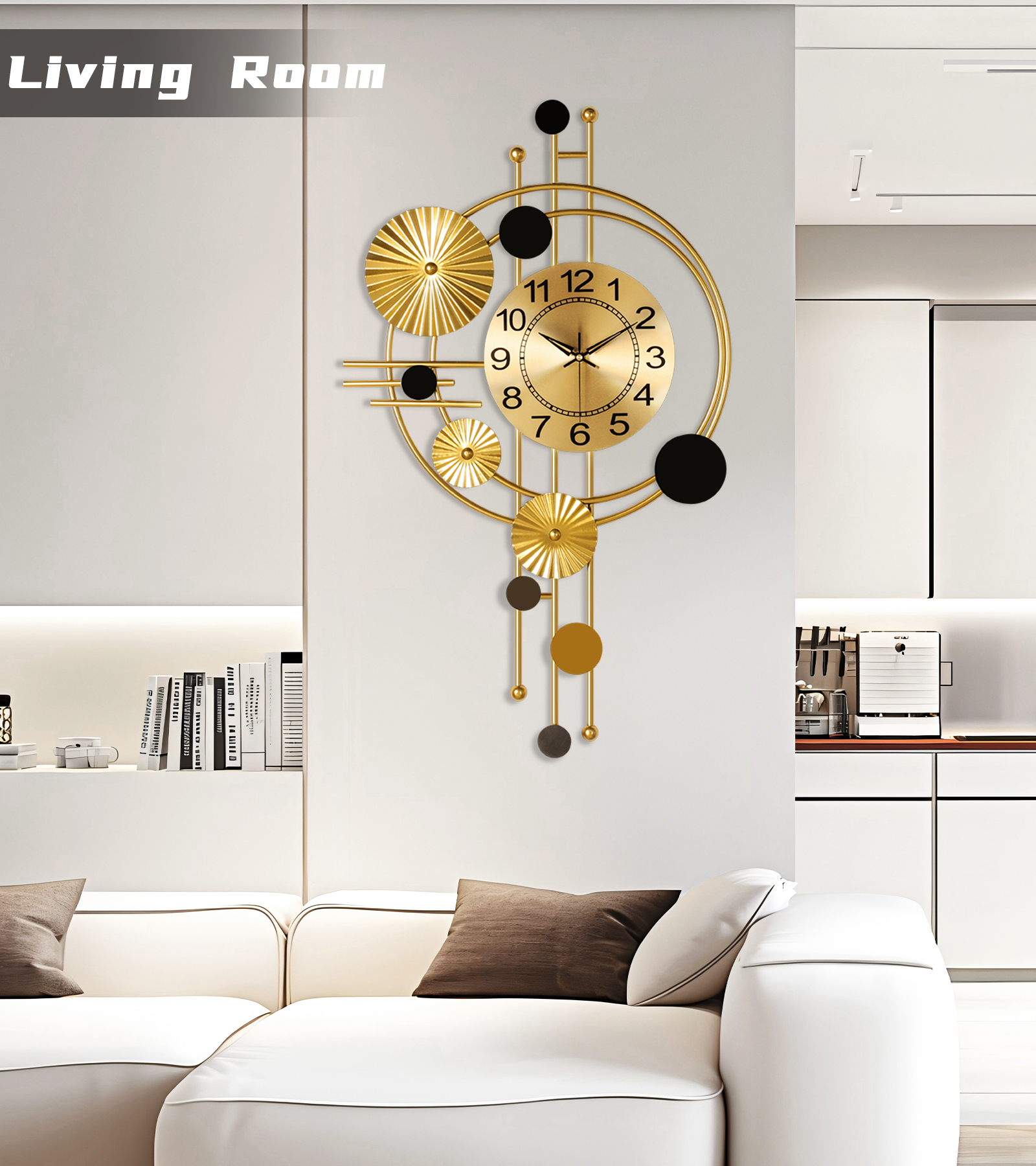 Wall Clock,30" Large Wall Clock, Modern Clocks for Living Room, Geometric Design - Silent Wall Clock, Battery Operated, for Living Room,Bedroom,Kitchen,Study or Entryway Decor