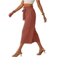 thumbnail image 5 of Audhol Gaucho Pants for Women Pants for Women Elastic Waisted Wide Leg Pants Casual Trousers with Pockets Trendy Loose for Work Wide Leg Capri Pants for Women orange S, 5 of 6