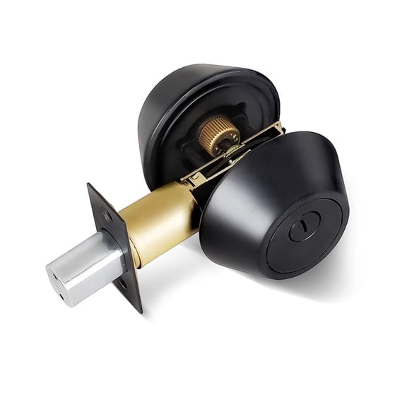 Premier Lock Double Cylinder Deadbolt, Matte Black, 2 KW1 Keys-Carded