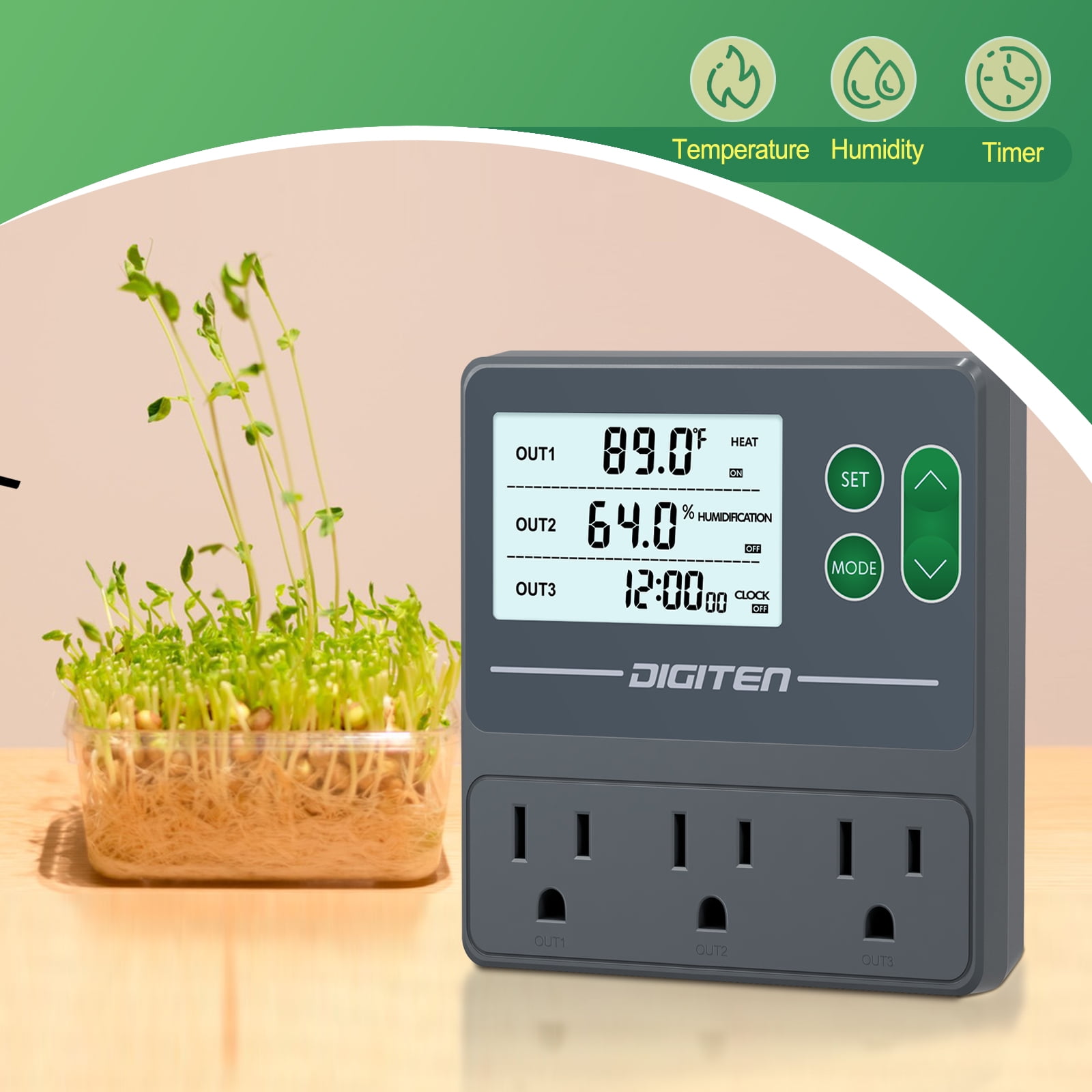 SENSTREE 10A Dual Probe Temperature & Humidity Controller, Independent Sensors for Precise Temperature and Humidity Control, Compatible with Humidifiers, Dehumidifiers, Heating & Cooling Systems