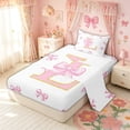 thumbnail image 2 of Meiyoeat Princess Bow Letter L Twin Sheet Sets for Women Girls, Blush Pink Fashion Bedding, 3-Piece, 2 of 5