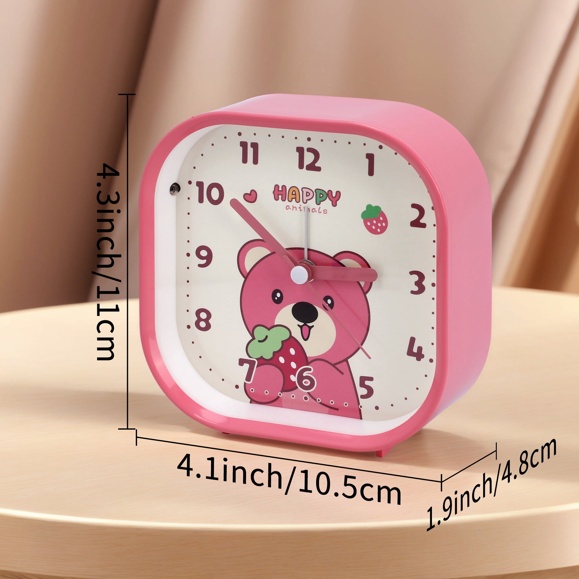 Unique Bargains Rounded Square Alarm Clock Pink 4.1"L x 1.9"W x 4.3"H
