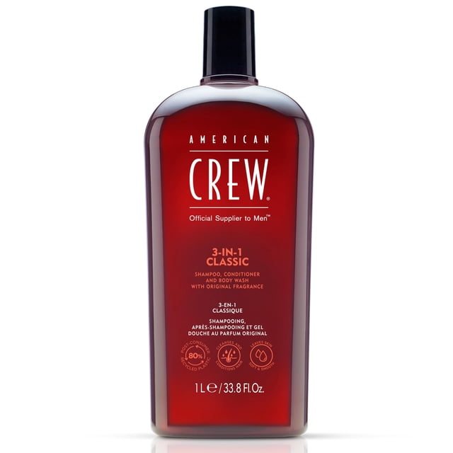 American Crew Men Classic 3 In 1 Shampoo Conditioner Body Wash, 33.8 Ounce