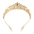 thumbnail image 4 of Couronne de Princesse en Or, Peigne Design Stable Réglable en Alliage Couronne de Princesse pour Mariage pour Fête, 4 of 8