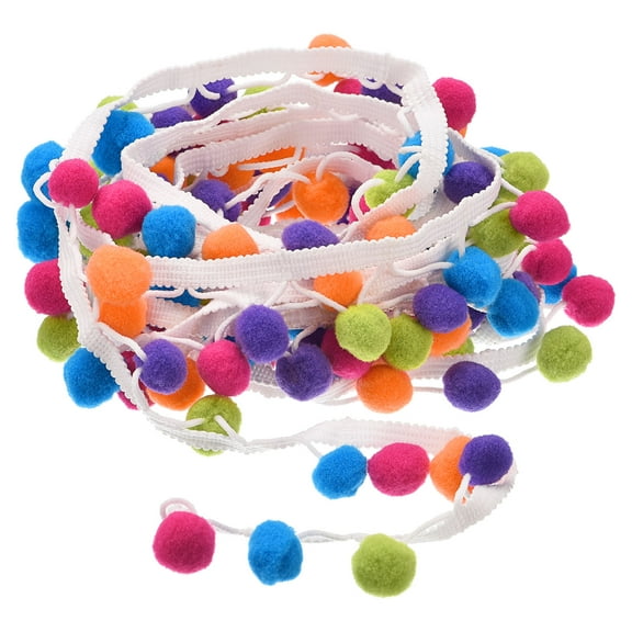 Uxcell 2 Yards Pom Pom Ball Fringe Trim Ribbon Sewing for DIY Crafts Multicolor