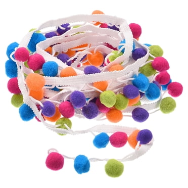 Pom Pom Trim - 6 Yards, 15mm Ball Fringe, Rainbow Color 3, Polyester Sewing Trim For Crafts & Decor