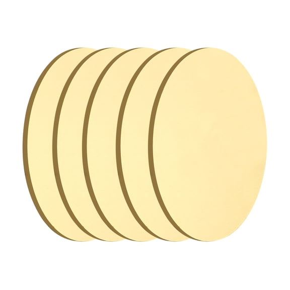 Uxcell 5 Pcs Round Brass Plate, 65mm(2.56")Dia Pure Copper Sheets,2mm H62 Brass Copper Metal Sheet for Crafts, DIY, Electrical Repairs, Industrial Use, Metal Stamping