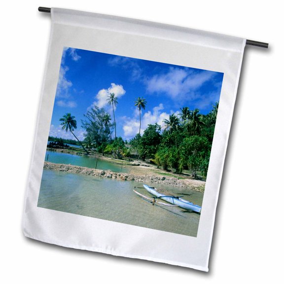 3dRose, Native boat, beach, Tahiti, French Polynesia - OC13 BBA0065 - Bill Bachmann, 12 x 18 inch Garden Flag