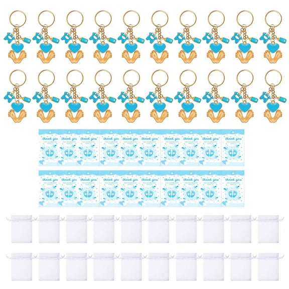 lanema Baby Footprint Keychain Set for Baby Shower Party Favors Newborn Shower Guest Gift Keyrings Return Souvenir Gift 20PCS