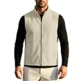 thumbnail image 3 of Atkumj Fleece Vest Men with Pockets Warm Stand Collar Full Zip Vests Casual Solid Color Mens Outerwear Vests for Outdoor Activity XS, 3 of 9