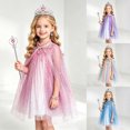 thumbnail image 6 of KPOPLK Princess Clothes for Girls Princess Dress Detachable Full-Length Sequin Tulle Cape with Accessories Ideal Birthday Gift,Size 3-8Years, 6 of 8