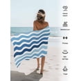thumbnail image 5 of Geometric Nautical Striped Pattern Beach Towels Blanket Soft & Absorbent Quick Dry Microfiber Blue White Wave Pattern Pool Towels for Swimming ,Yoga, Sports, Gym, Camping,Large 30X60in,, 5 of 7