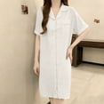 thumbnail image 6 of Meichang Nightgowns for Women Short Sleeve Collar Button Down Sleepshirt Nightdress Boyfriend Sleepwear Mid Length Nightshirt, 6 of 6