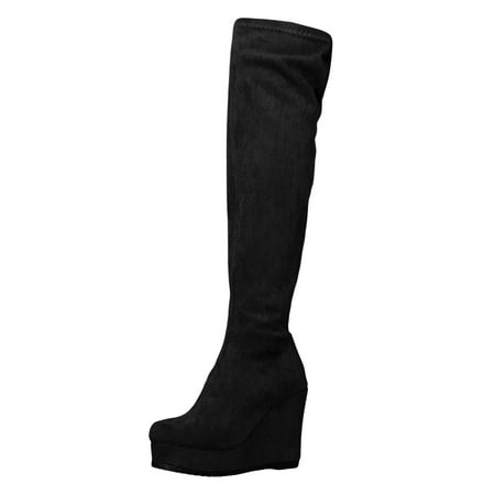 

Jungdeepe Women s Fashion Autumn Winter Over Knee Lace Up Boots Flat Knee High Boots Stretch over The Knee Boots Heeled Platform Knee Boots for Women Boots Girls Size 5 Cape Ribbon Thigh High Boots