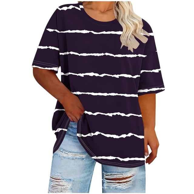 Mujeres Más Tamaño Manga Larga Tops Cuello Redondo Manga Corta Primavera/Verano Camisa Básica Camiseta Top Desgaste Casual Más Tamaño Tops Casuales