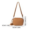thumbnail image 2 of Bolso de hombro de cuero de PU bolso de mujer con borla bolso de mano de color sólido (marrón), 2 of 9