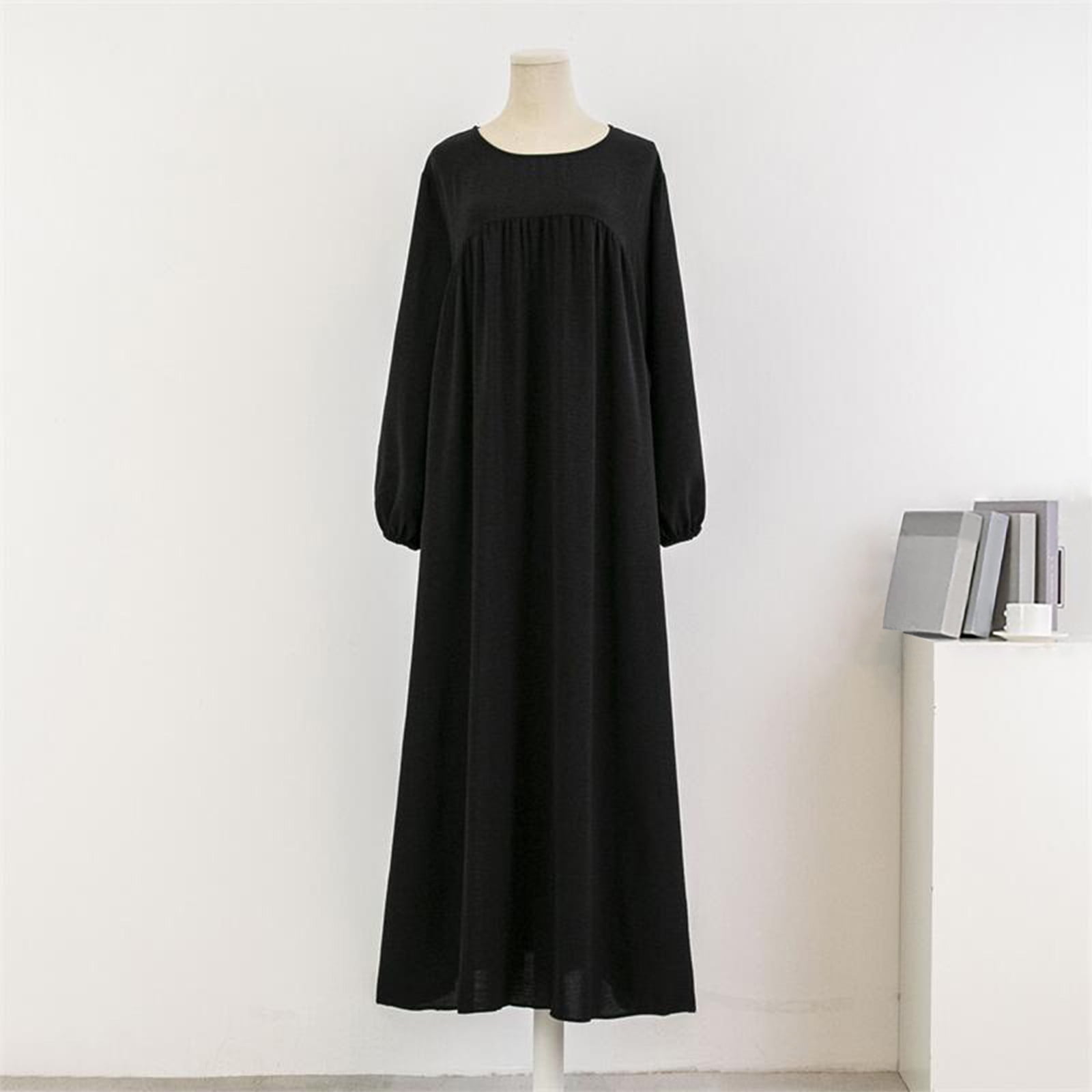 Womens Fall Clothes Womens Plus Size Casual Dress Solid Color Long Sleeve  Winter Fall Basic Casual Maxi Long Dress Daily Vacation Dress Plus Size  Dress for Women - Walmart.com