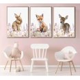 thumbnail image 2 of Hieng 3 Pcs Safari Animals Nursery Canvas Wall Art Girl Animal Floral Woodland Watercolor Prints Pictures Wall Decor Rabbit Fox Deer Watercolor Poster Printing Artwork for Girls Room Home Decoration, 2 of 6
