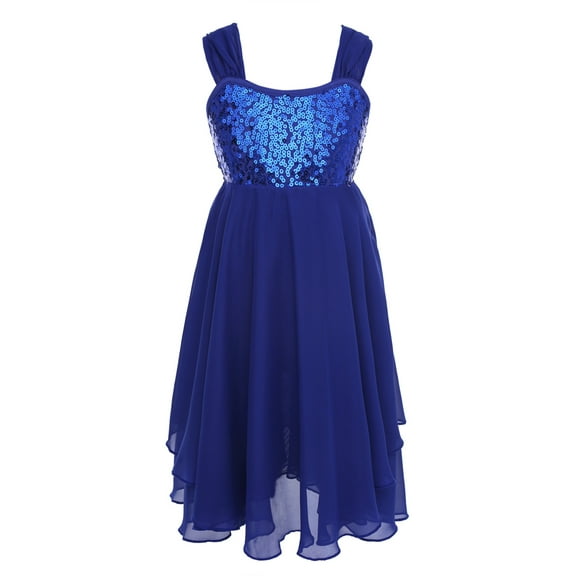 Girl's Kids Chiffon Skirted Leotard Dress Sequined Contemporary Praise Lyrical Ballet Dance Costumes
