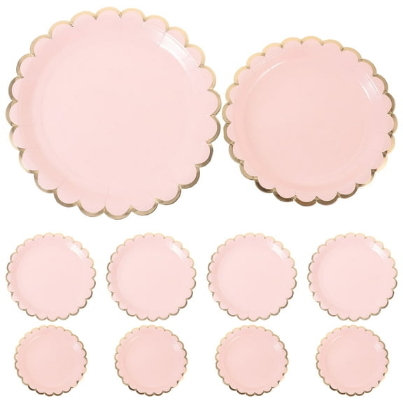 WHAMVOX  16 Pcs Dinner Plates Bride Baby Disposable Party Supplies Pink Paper 18.50X18.50X2.00CM