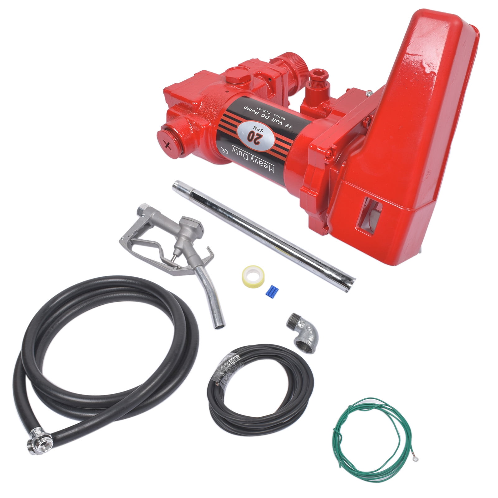 Mustrod Red Fuel Transfer Pump 12V 20 GPM for Diesel Gas Gasoline Kerosene Tractors Boats Trimmers