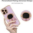 thumbnail image 2 of for iPhone 15 Pro Case Cute 6D Astronaut Phone Case with Stand Luxury Plating Case Cover Slim Fit Shockproof Bumper Protective Electroplated Case for iPhone 15 6.1 inch,Purple, 2 of 12
