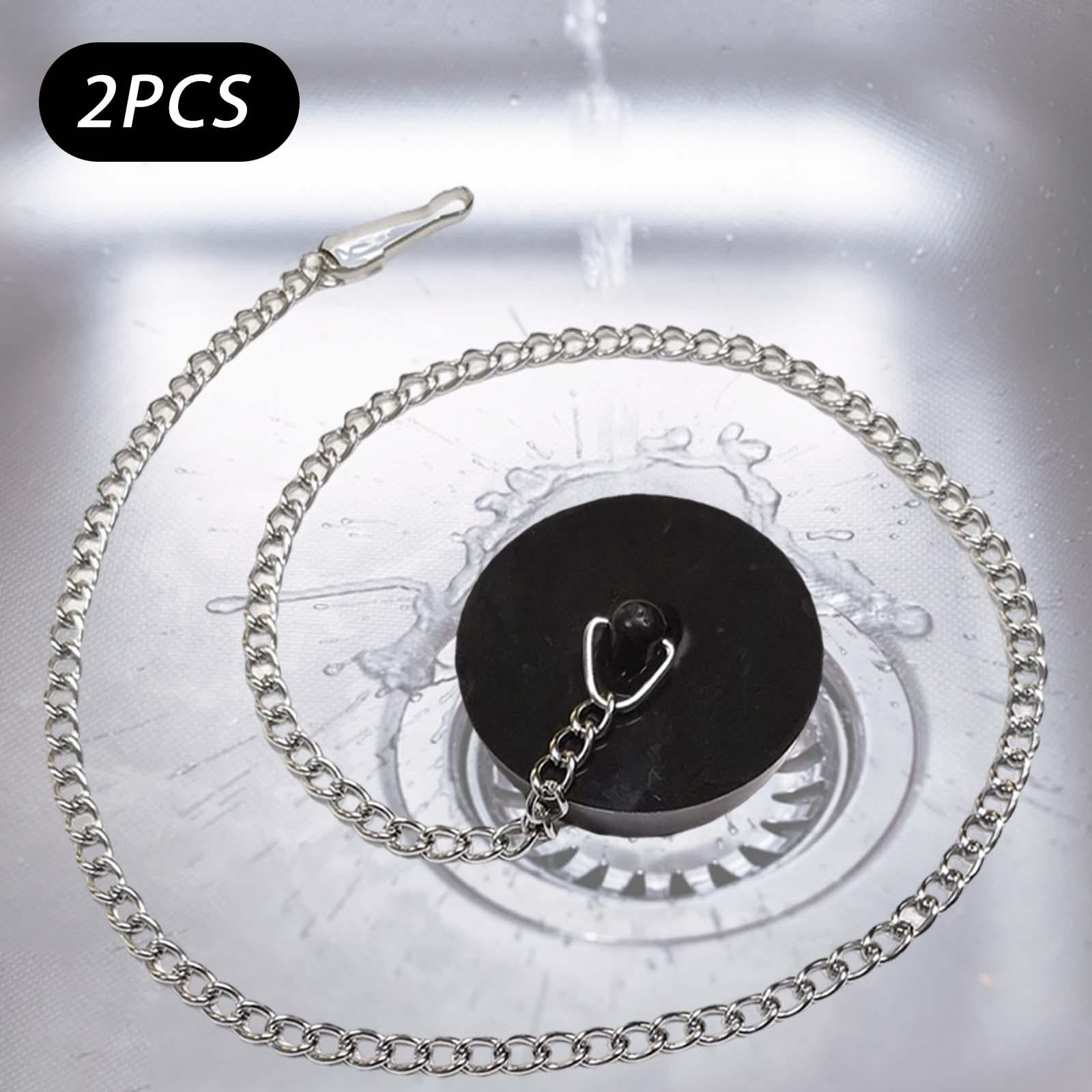 Baoblaze 4x Tub Stopper Garbage Disposal Plug Laundry with 50mm Chain Drain Stopper