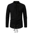 thumbnail image 2 of pstuiky manga larga de hombre, Top informal de manga larga con cuello alto y botones con cordón para hombre, de color liso y moderno Tops de talla grande para hombre xl, 2 of 8