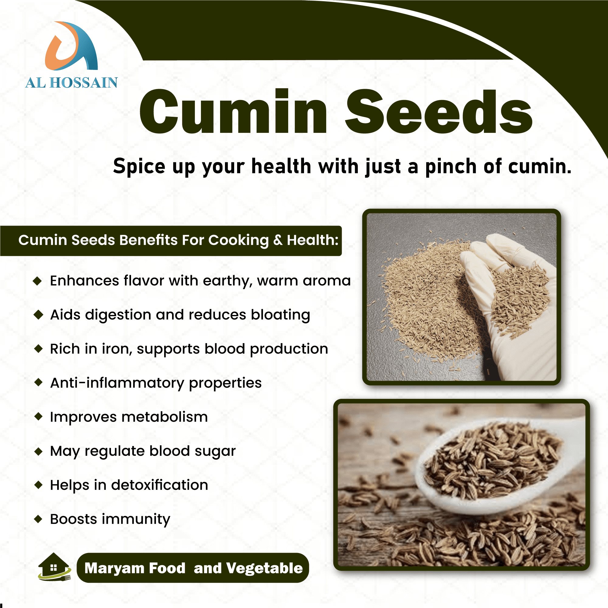Al Hossain Guatemalan Cumin Seeds 5kg bulk (176 oz / 11 LB) Bold, Earthy Flavor for Cooking, Curry, Seasoning & Spice Blends | Non-GMO, Gluten-Free, Vegan