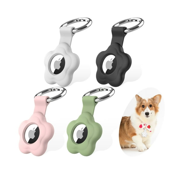 4 Pack AirTag Holder with Keychain,Silicone Airtags Case,Anti-Lost Protective Airtag GPS Case for Key,Bag,Pet
