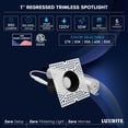 thumbnail image 2 of LUXRITE 1" LED Trimless Spotlight with Black Trim 10W, 850LM, 5CCT 60 Dimmable Push-n-Lock CRI90 Damp & IC Rated 4 Pack, 2 of 7