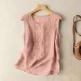 thumbnail image 6 of Womens Summer Linen Tank Tops Boho Wide Strap Sleeveless Tops Floral Embroidered Blouses Flowy Bohemian Causal Shirt (XL,Pink), 6 of 8