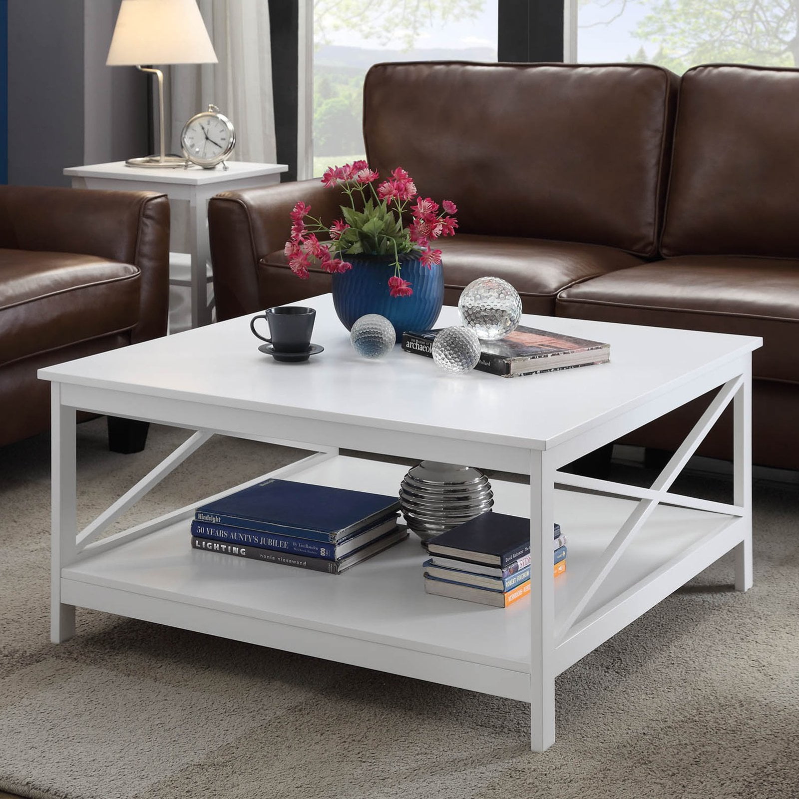 Convenience Concepts Oxford 36" Square Coffee Table, White
