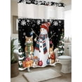 thumbnail image 4 of Christmas Squirrel Cat Xmas Tree Snowman on Black No Hooks Shower Curtain with Snap in Fabric Liner Set, Winter Snow Quotes Waterproof Shower Curtains with See Through Top Window, 72x72 Inch, 4 of 6