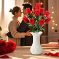 thumbnail image 5 of Artificial Rose Bouquet Faux Red Rose,Fabric Floral Arrangement for Home Table Centerpieces Wedding Birthday Party Decor,Floral Bouquet,Table Centerpiece,White,10 head, 5 of 8