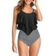 thumbnail image 1 of Lucakuins Traje de baño Switmsuit Bikini Set para mujer Trajes de baño de una pieza Top Ruffled Racerback con parte inferior de talle alto Tankini Set Lucakuins moda, 1 of 4