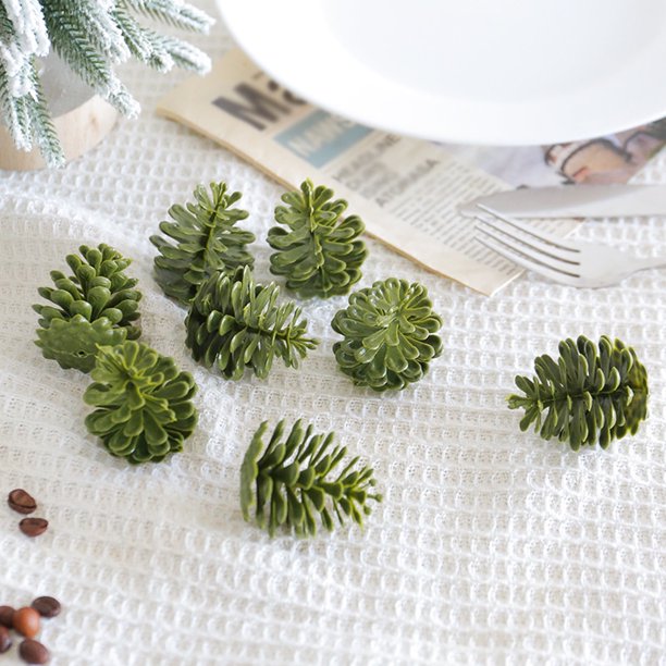Homerr Piñas artificiales de imitación, adornos de piñas artificiales, 10 unidades, para bodas, fiestas de Navidad, coronas de bricolaje, accesorios, piñones de imitación para decoración de jardín
